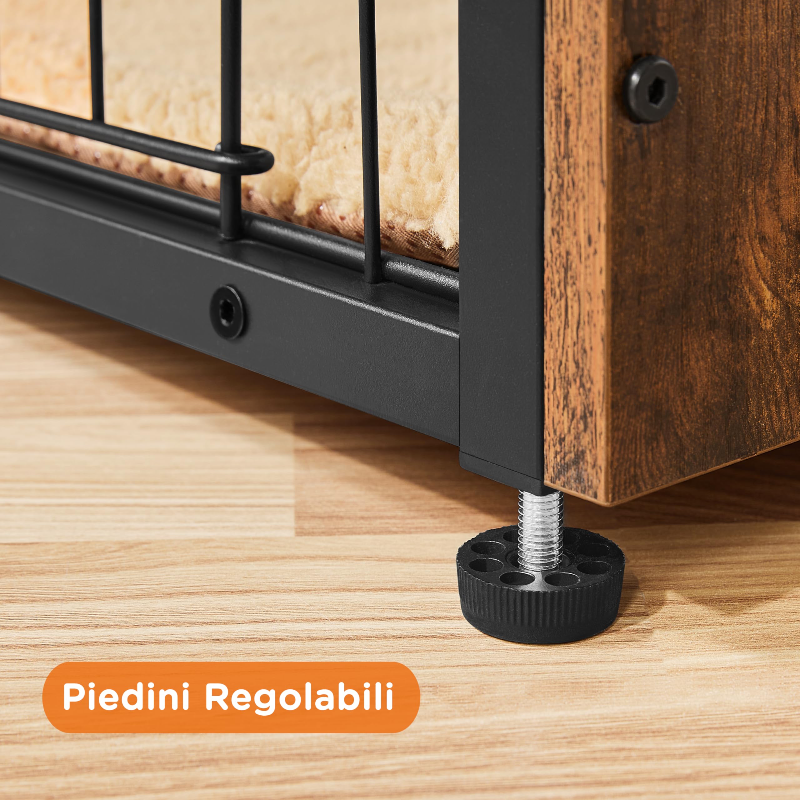 Yaheetech Gabbia per Cani Kennel Tavolino Armadietto con Doppie Porte Gatti a Rete in Legno da Interno (Marrone Rustico, 96 x 65 x 67,5 cm)