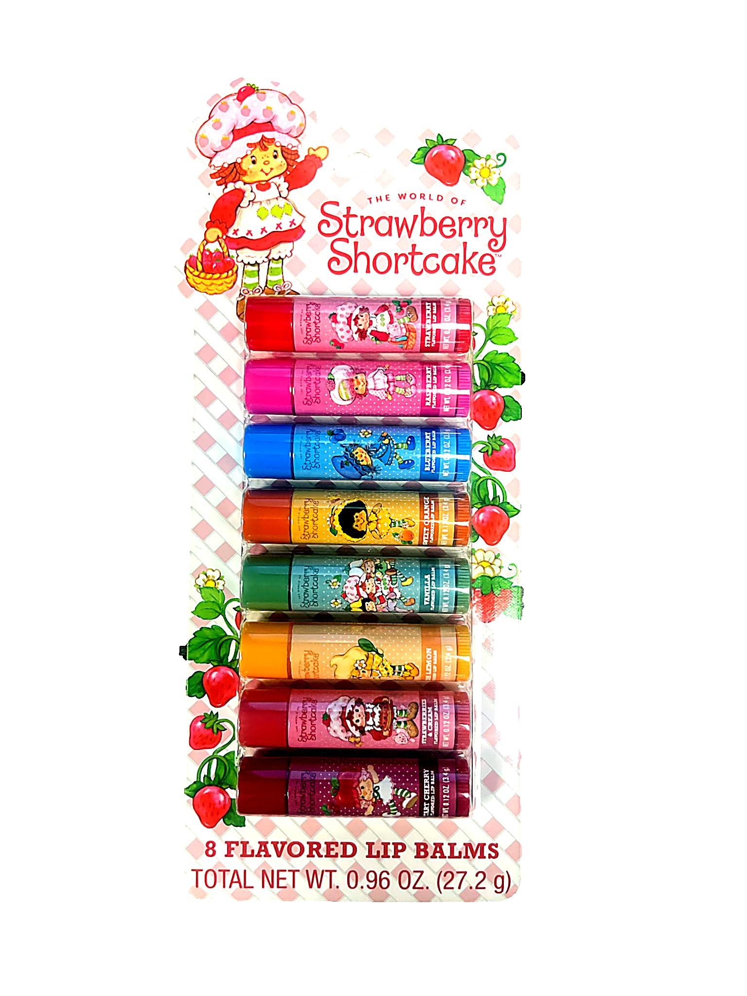 Strawberry Shortcake Lip Balm | Strawberry Lip Balm | Strawberries Lip Moisturizer | Fruity Lips Balm | Cherry Lips Balms | Fruit Flavored Lips Moisturizer | 8 Pack | Officially Licensed