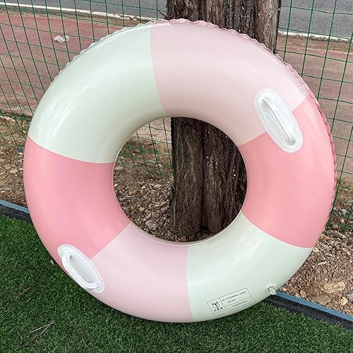 Miniatura 7 de 2 flotadores inflables de piscina para adultos, anillo de natación grande, tubos interiores clásicos a rayas, flotadores de agua de verano
