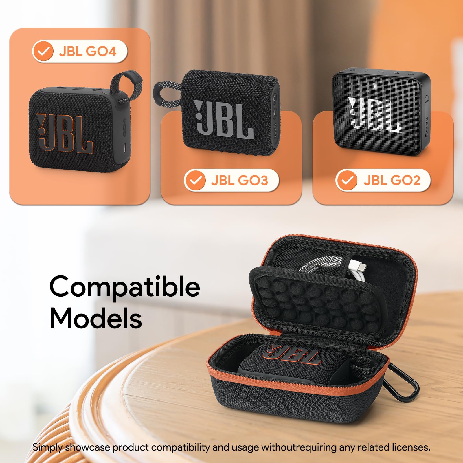 Yinke Case for JBL GO 4/GO3/GO2 Bluetooth Speaker, Hard Carry Travel Storage Bag Case (Orange)