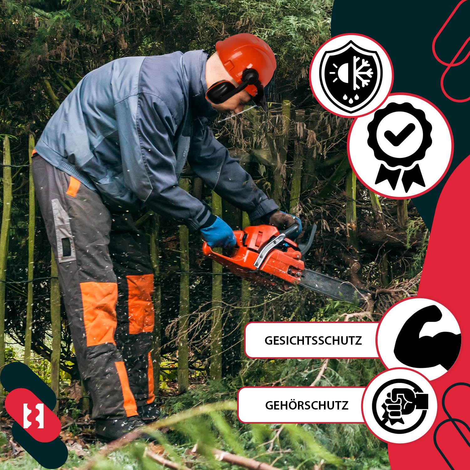 KOTARBAU® Schutzhelm mit Gehörschutz und Visier Kompletter Satz
