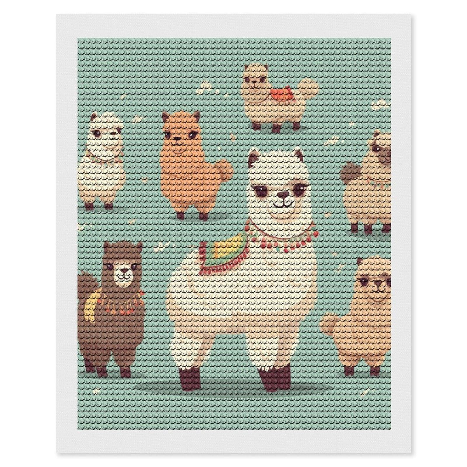 Alpacas Diamond Art Kits for Adults, DIY 5D Diamonds Painting Kits for Beginner, Round Full Drill Diamond Dots Painting, Diamonds Pictures Gem Art and Crafts Wall Decor 16"x20"