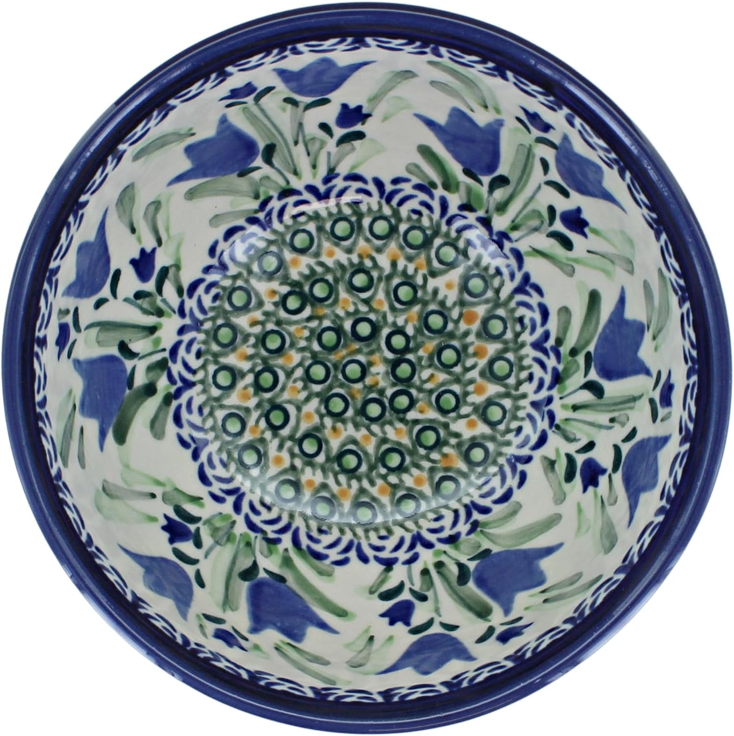 Blue Rose Polish Pottery - Blue Tulip Dessert Bowl - 5.5" Diameter - Perfect Bowl for Desserts, Appetizers, and Snacks