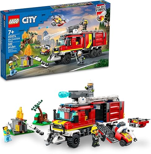 LEGO City Fire Command Unit 60374, juego de juguetes de rescate de bomberos, camión ultramoderno con drones terrestres y aéreos, juguetes de disponible en Yaxa Colombia