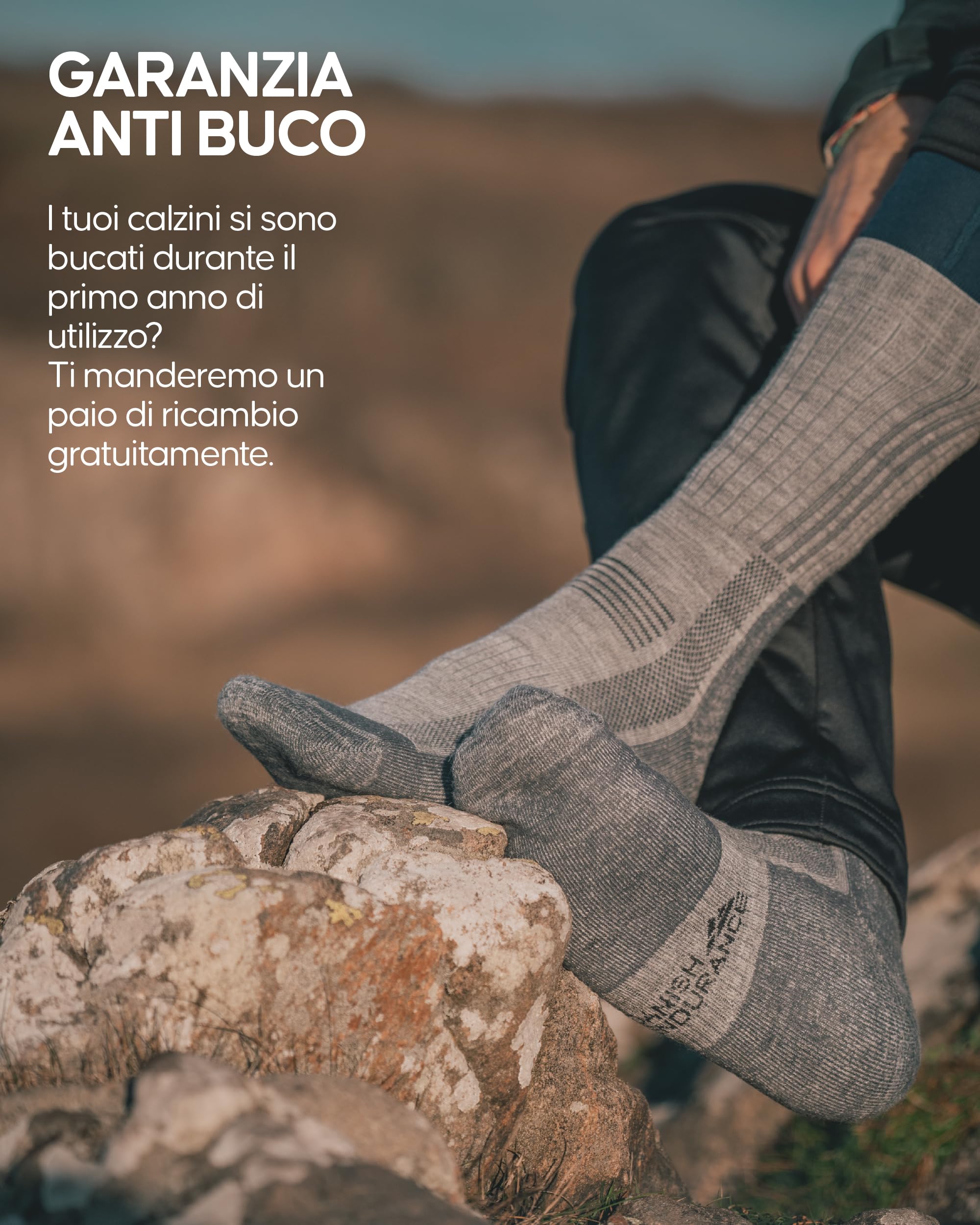 DANISH ENDURANCE Calze da Trekking Professionali in Lana Merino, Termiche, Anti-Vescica, Traspiranti, Uomo e Donna, 2 Paia