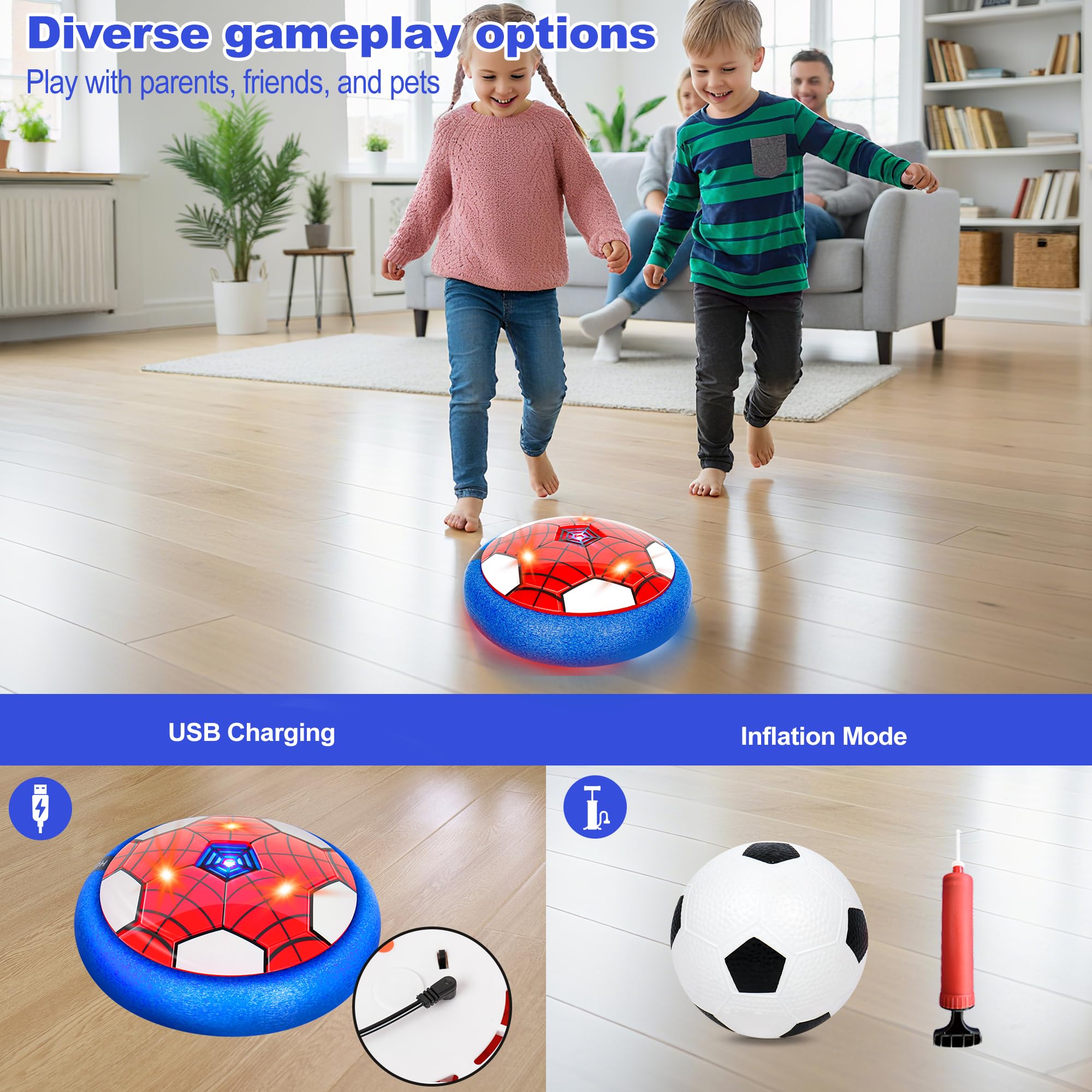 Spider Hover Soccer Ball Set, Rechargeable Hover Ball with LED Lights, Hover Football With Goals - Image 3