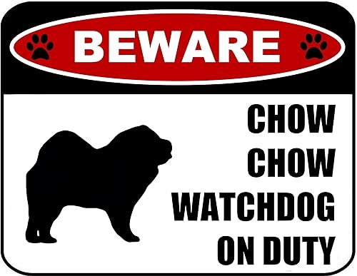 PCSCP Beware Chow Chow Watchdog On Duty (silueta) - Letrero laminado para perro (11.5 x 9 pulgadas)