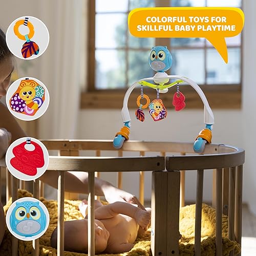 Miniatura 3 de Juguete de arco de cochecito de bebé con música relajante y luces, arco de actividad ajustable y accesorios de juego, asiento de automóvil, cuna,