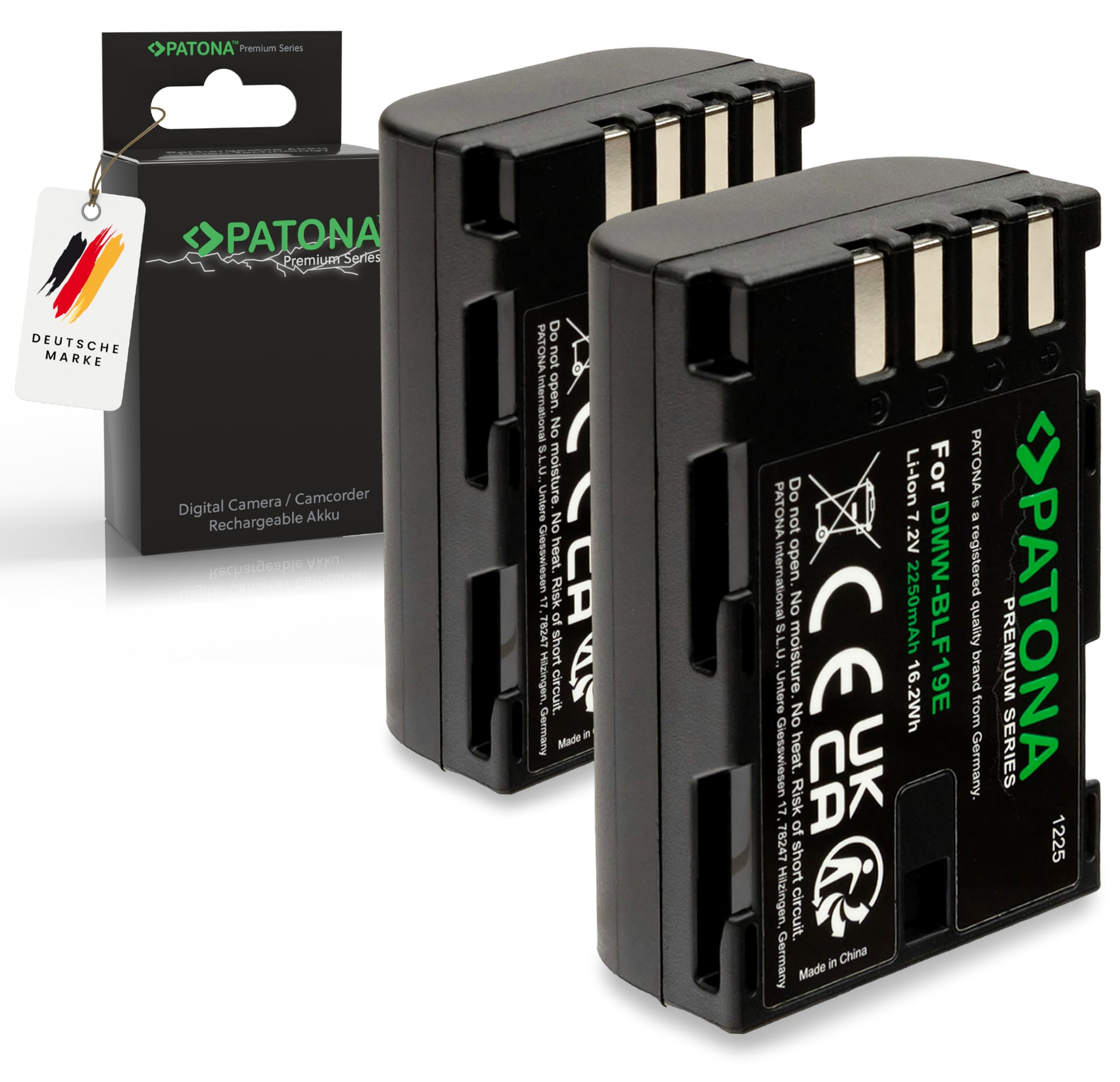 Panasonic Lumix PATONA Premium DMW-BLF19 E Batería 2400mAh Compatible Con DC -G9 G9L G9EG G9LEG GH5 GH5L GH5M GH5S GH4 GH4A GH4H GH4M GH4R GH4U GH3 GH3A GH3H Sigma BP-61 DMWBLF19E DMW