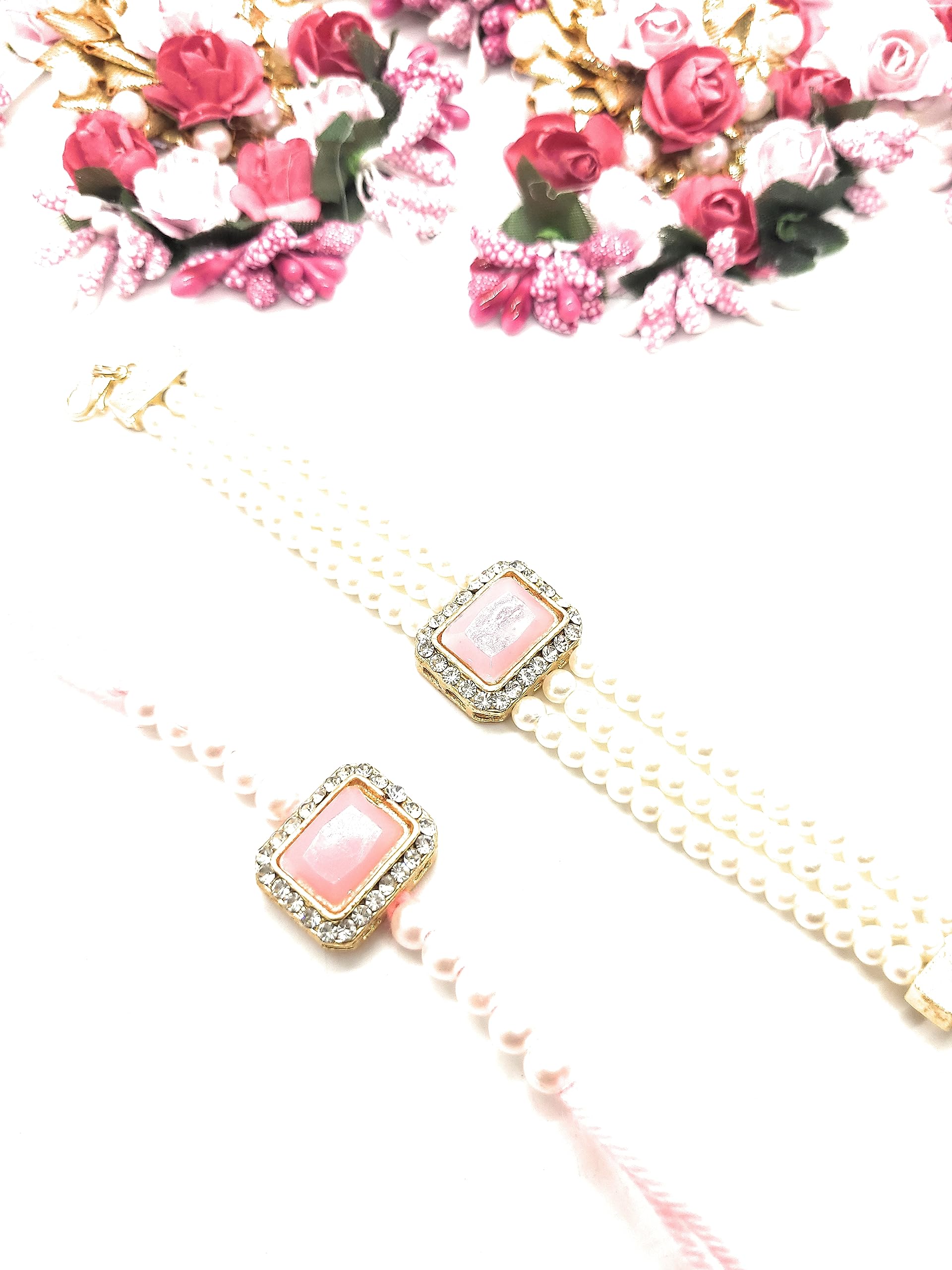 Jhankaar By Payal Elegant pearls and stone bracelet Combo Set of 2 Rakhi for Brother and Bhabhi Rakhi Set Couple Rakhi Set For Men and Women (Light Pink) (B0C72PHBSM) Amazon Price History, Amazon Price Tracker