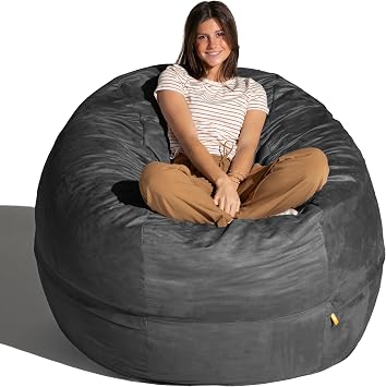 Jaxx 5 Foot Large Bean Bag w/Removable Cover, Black