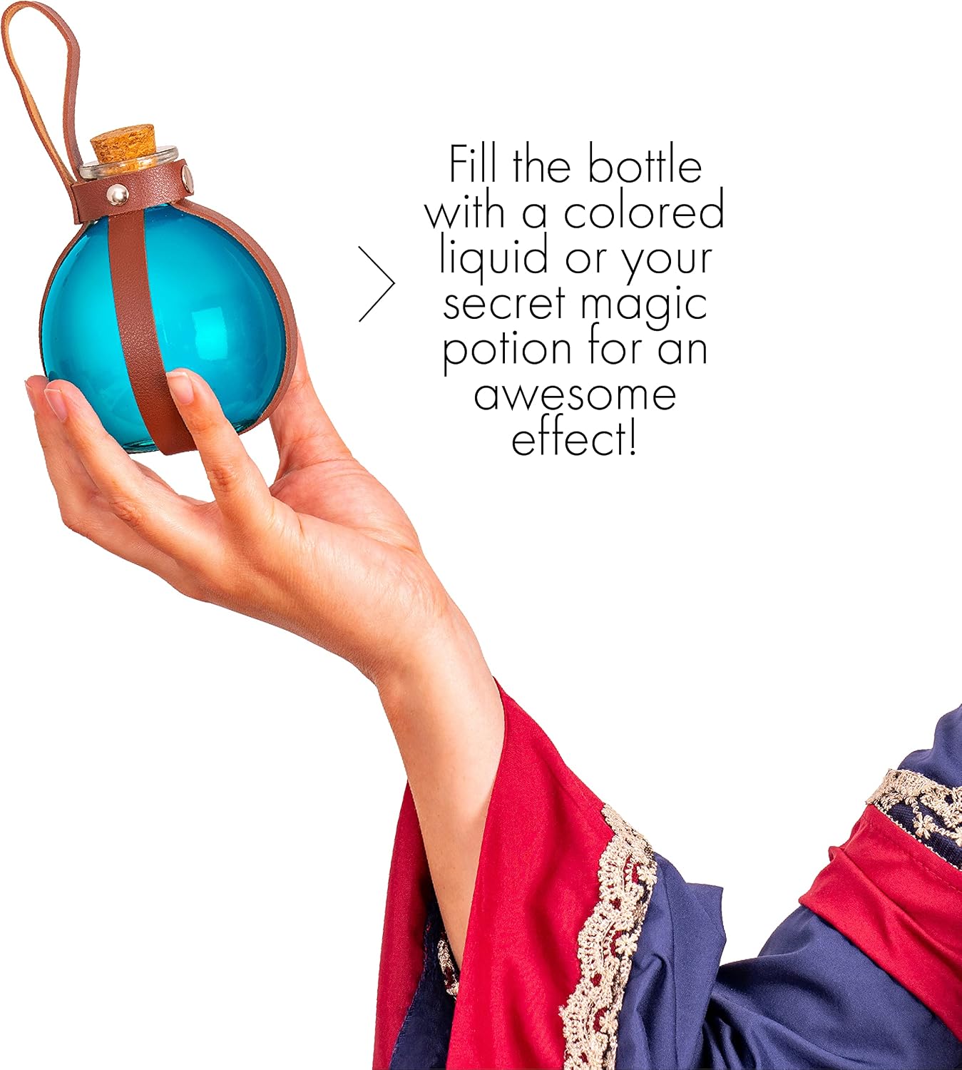 Brown Wizard Magic Potion Bottle - Glass Liquid Holder with Cork Stopper
