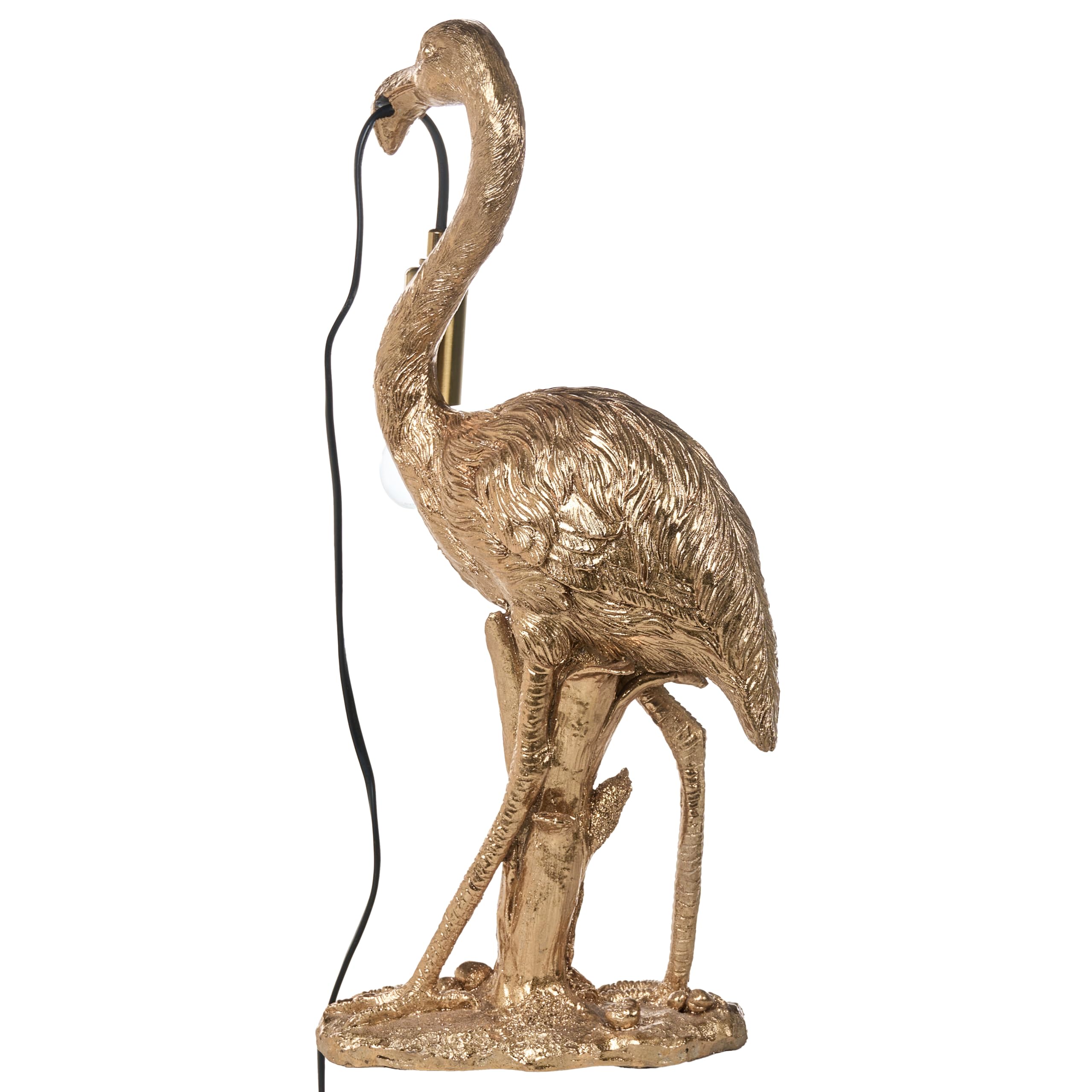 Beliani Tischlampe Kunstharz gold Glühbirnen-Optik 1-flammig Tiermotiv Flamingo Vice