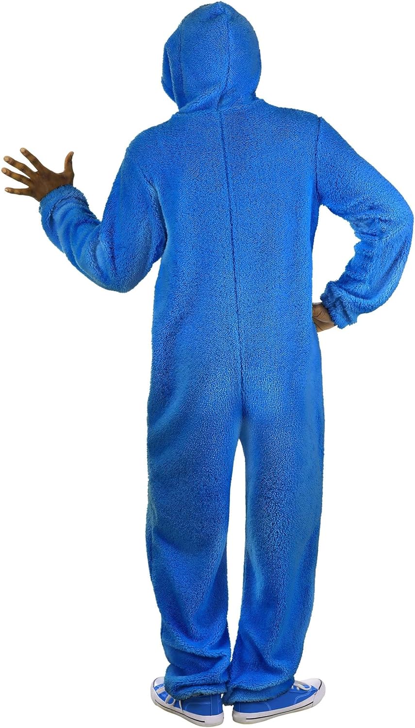 Sesame Street Adult Grover Jumpsuit Costume Plush Character Outfit Soft Comfortable Unisex Party Wear Blue - Image 5