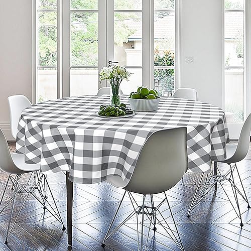 Miniatura 4 de Hiasan Mantel redondo impermeable a cuadros para comedor y exteriores día de campo cubierta de mesa tipo cuadros escoceses.