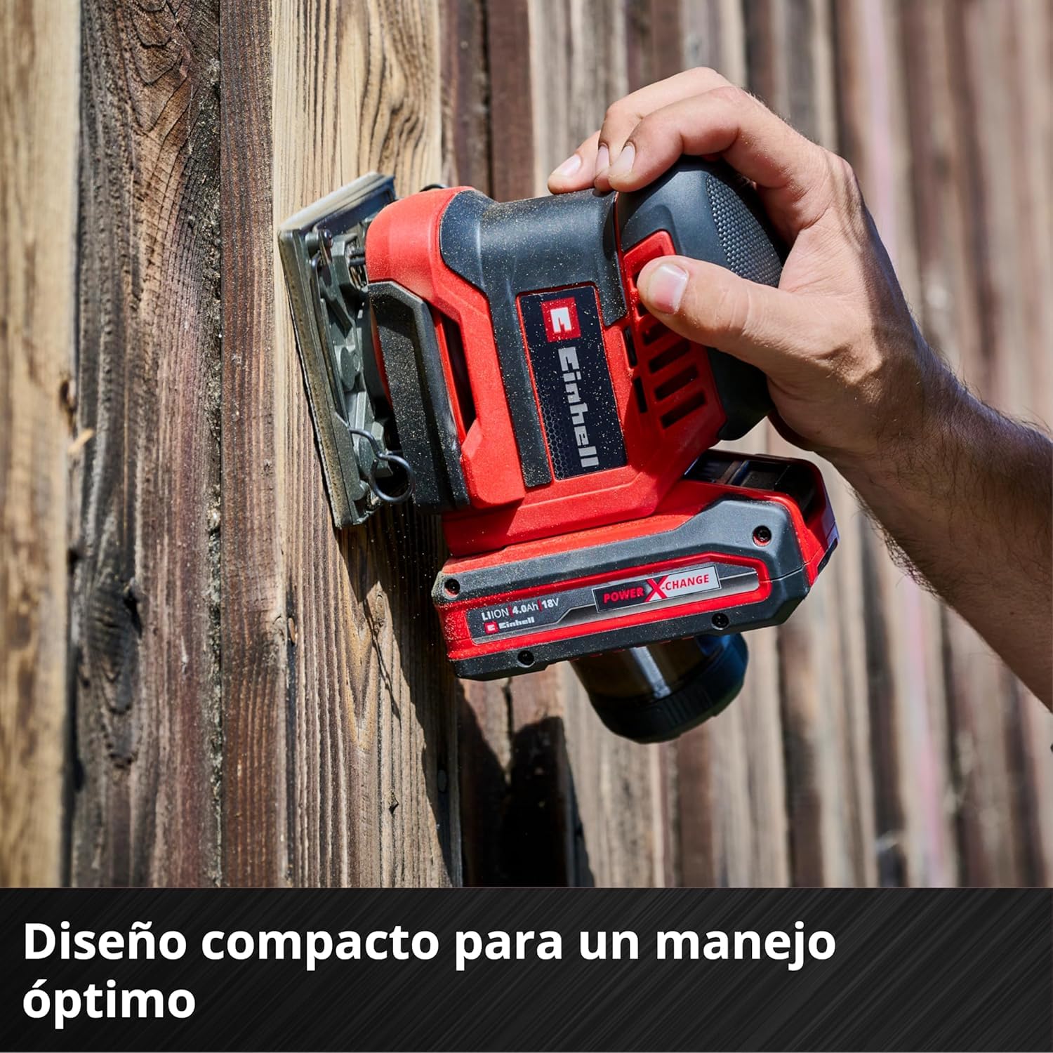 Einhell Lijadora de puño con batería TE-OS 18/113 Li-Solo Power X-Change (18 V, lijadora orbital, círculo oscilante de 1,8 mm, incl. 2 papeles de lija P120, sin batería)