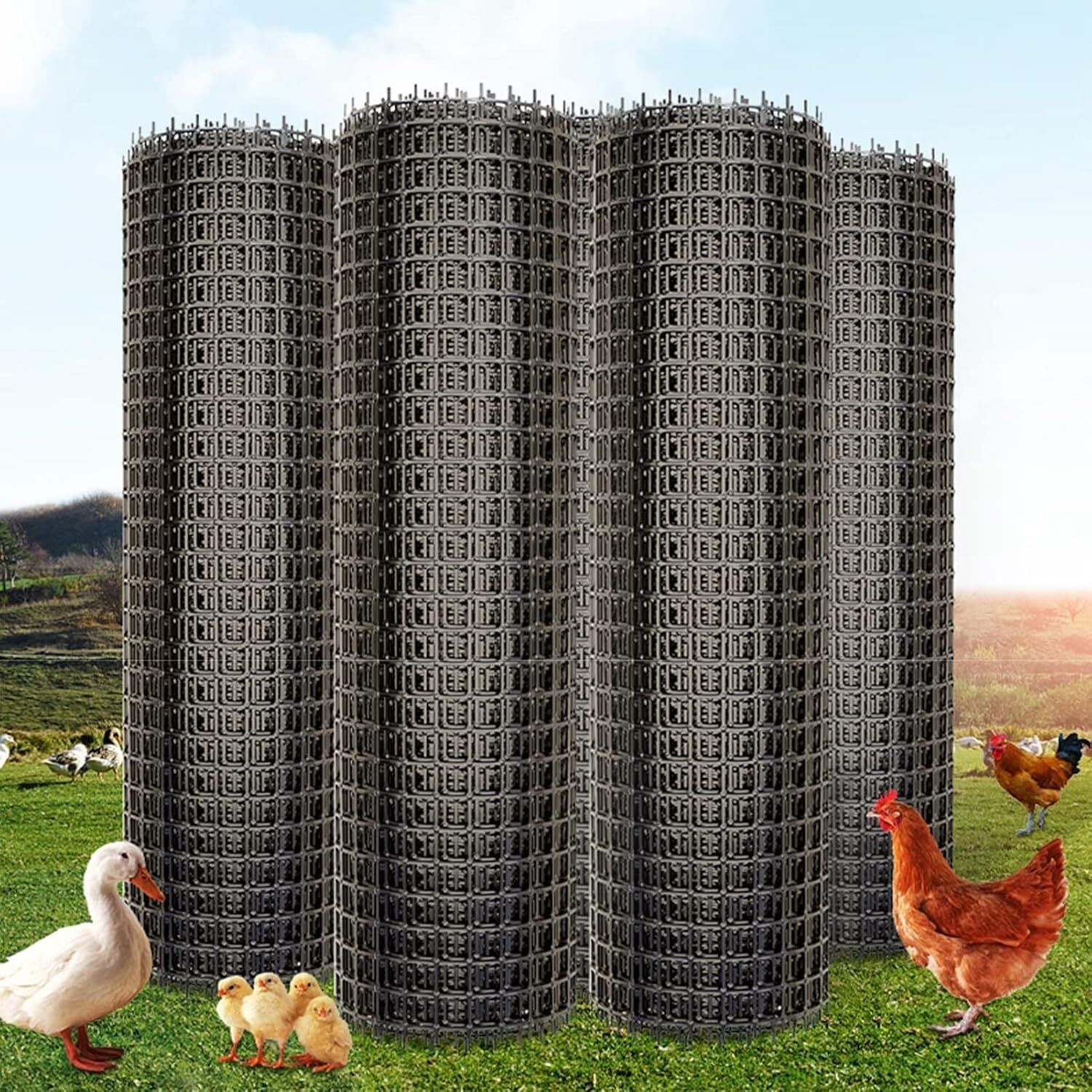 Rete di plastica for pollame for animali domestici, rete di sicurezza for capre e cervi, recinzione in rete di plastica nera for polli, barriera for animali for recinti da giardino(1.2x50m/3.94x164ft)