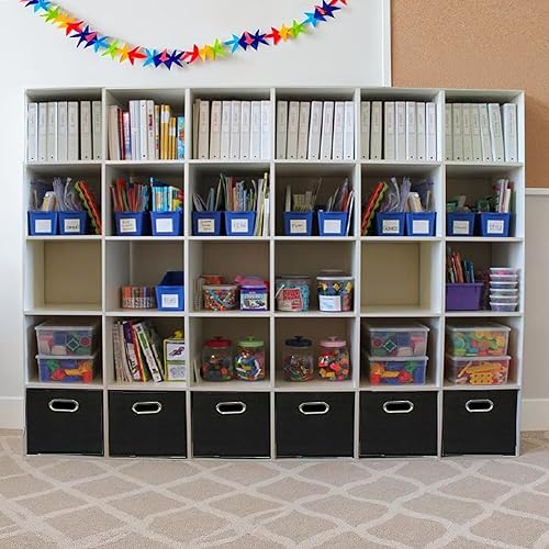 Miniatura 7 de Household Essentials 80-1 Contenedores plegables de tela  Juego de 6 cubos con asas  Negro