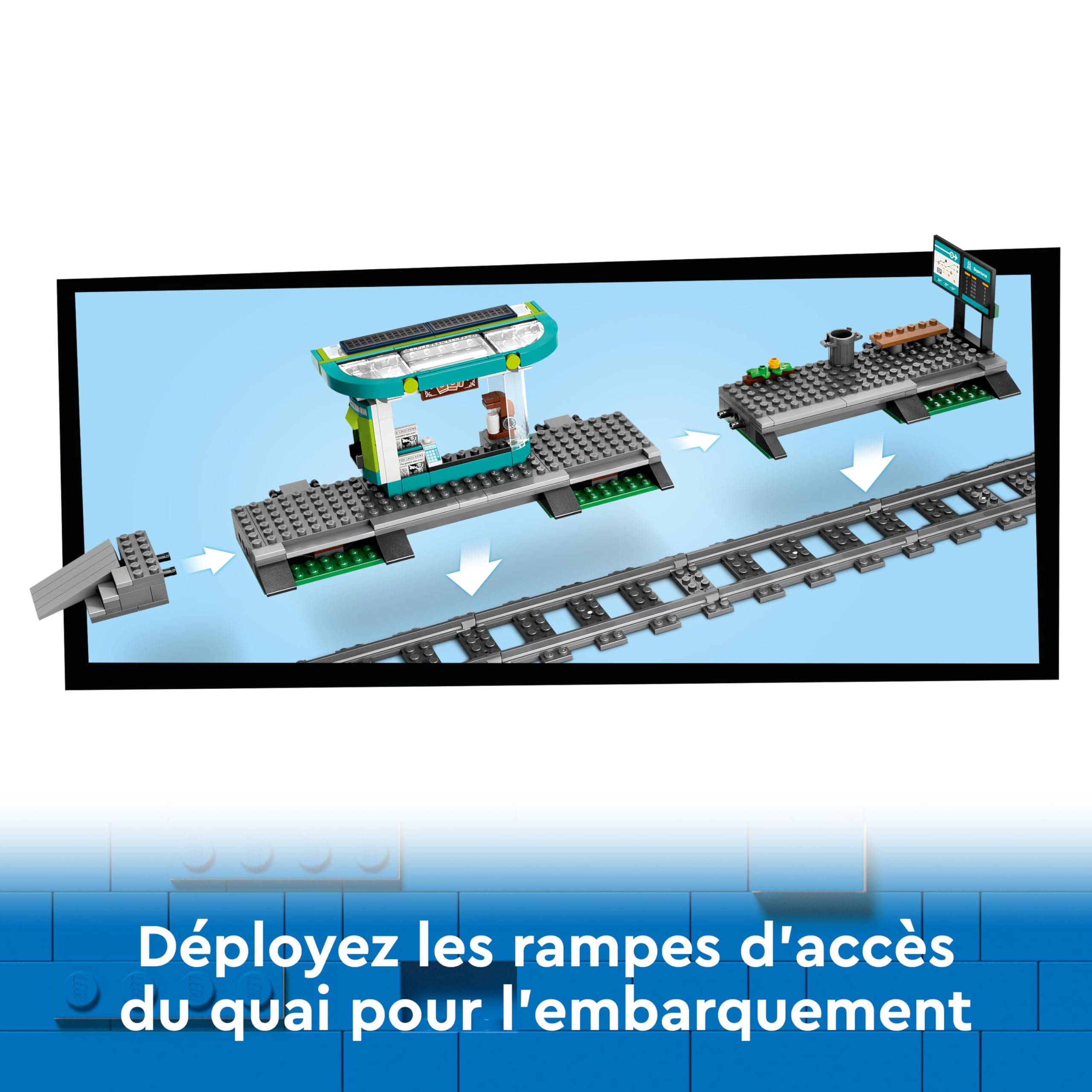 LEGO City Le Tramway et la Station du Centre-ville - Véhicules pour Enfants Garçons et Filles dès 7 Ans, Idée Cadeau d'Anniversaire pour les Fans de Transport - 6 Minifigurines et un Chien-guide 60423