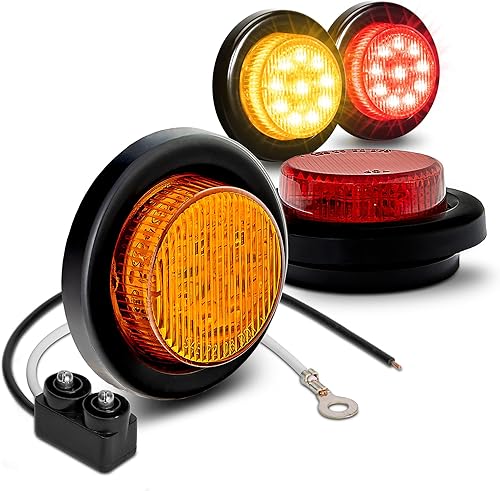 Miniatura 13 de TRUE MODS - 4 luces LED redondas de 2 pulgadas y 12 V para marcador lateral [DOT FMVSS 108] [SAE P2] [lente reflectora] [ojales y enchufes]