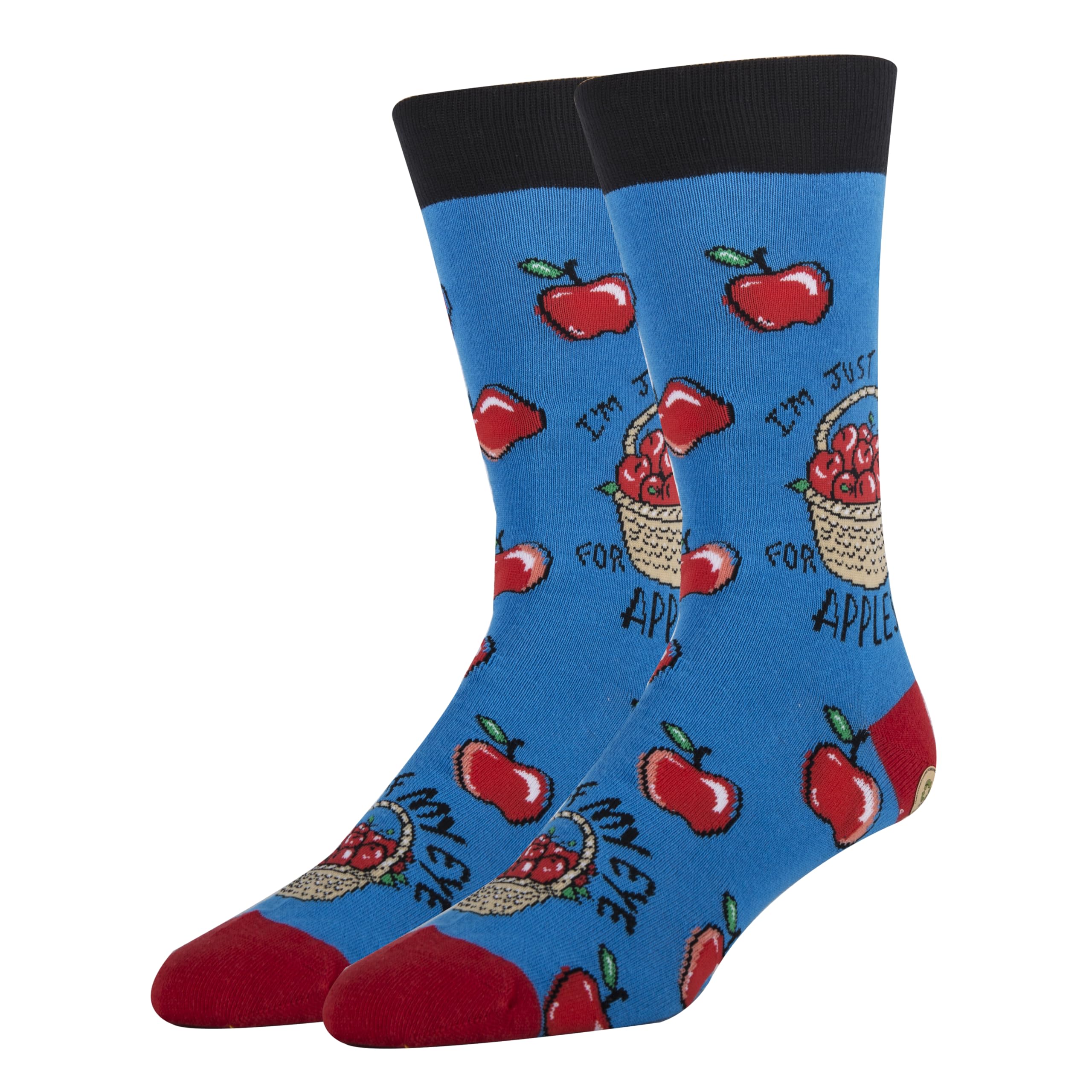 Men's Funny Novelty Fruit Crew Socks, Crazy Fun Saying Silly Cotton Dress Socks Gift, Apple of my Eye