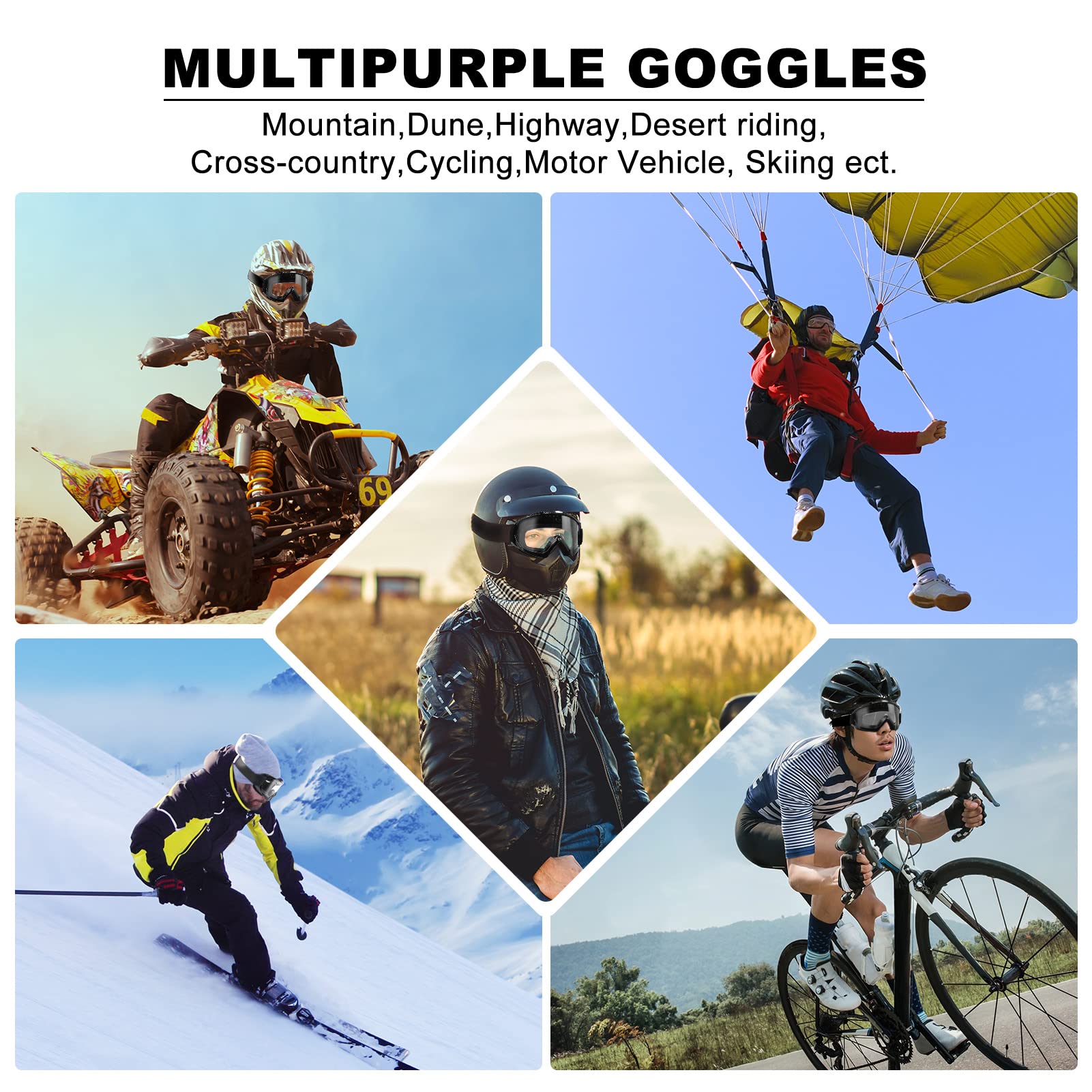 Occhiali da motocross ATV Occhiali Dirt Bike Occhiali Moto MX Off Road Occhiali per Uomini Donne Adulti Giovani Equitazione Racing