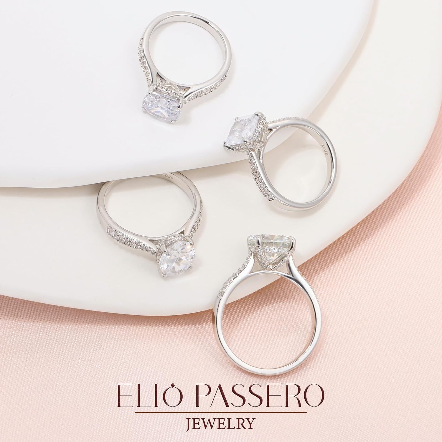 3CT CZ Engagement Rings for Women,Women's Round/Oval/Cushion Cut/Radiant Cut 925 Sterling Silver Solitaire Cubic Zirconia EngagementRings with 18K White Gold Plated Size 4-10 - Image 6