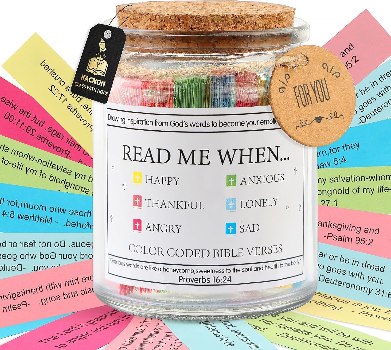 ASQzhuLIWing Bible Verse jar, Christian Gift, Hope jar, Bible Verses in English with 90 Colorful Verses Christian Gift for Women Religious Gift Emotional and Feeling Bible Gift for Men and Women