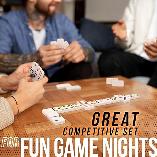 Miniatura 5 de Front Porch Classics, Spinner Juego de dominó de puntos de colores, lata de almacenamiento de viaje para 2 a 8 jugadores de 8 a 99 años