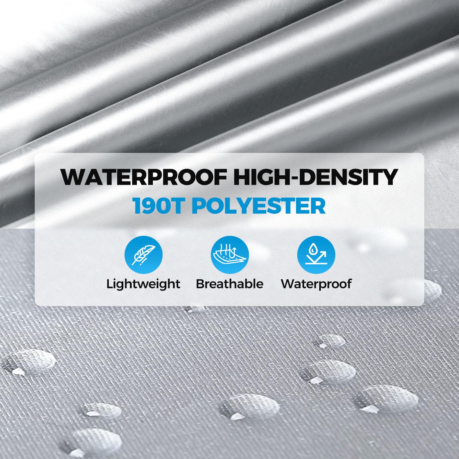 Tsumbay 190T Car Cover Waterproof All Weather Outdoor Full Exterior Cover with Door Zipper Storage Bag Rain Hail — view 2