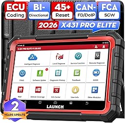 LAUNCH X431 Pro Elite OBD2 Diagnosis Coche Multimarca, Diagnóstico Avanzado de Todo el Sistema Bi-direccional Maquina Diagnosis Coche, 45+ Azzerare, Codificación ECU, CANFD & DoIP, Guiada V.A.G.