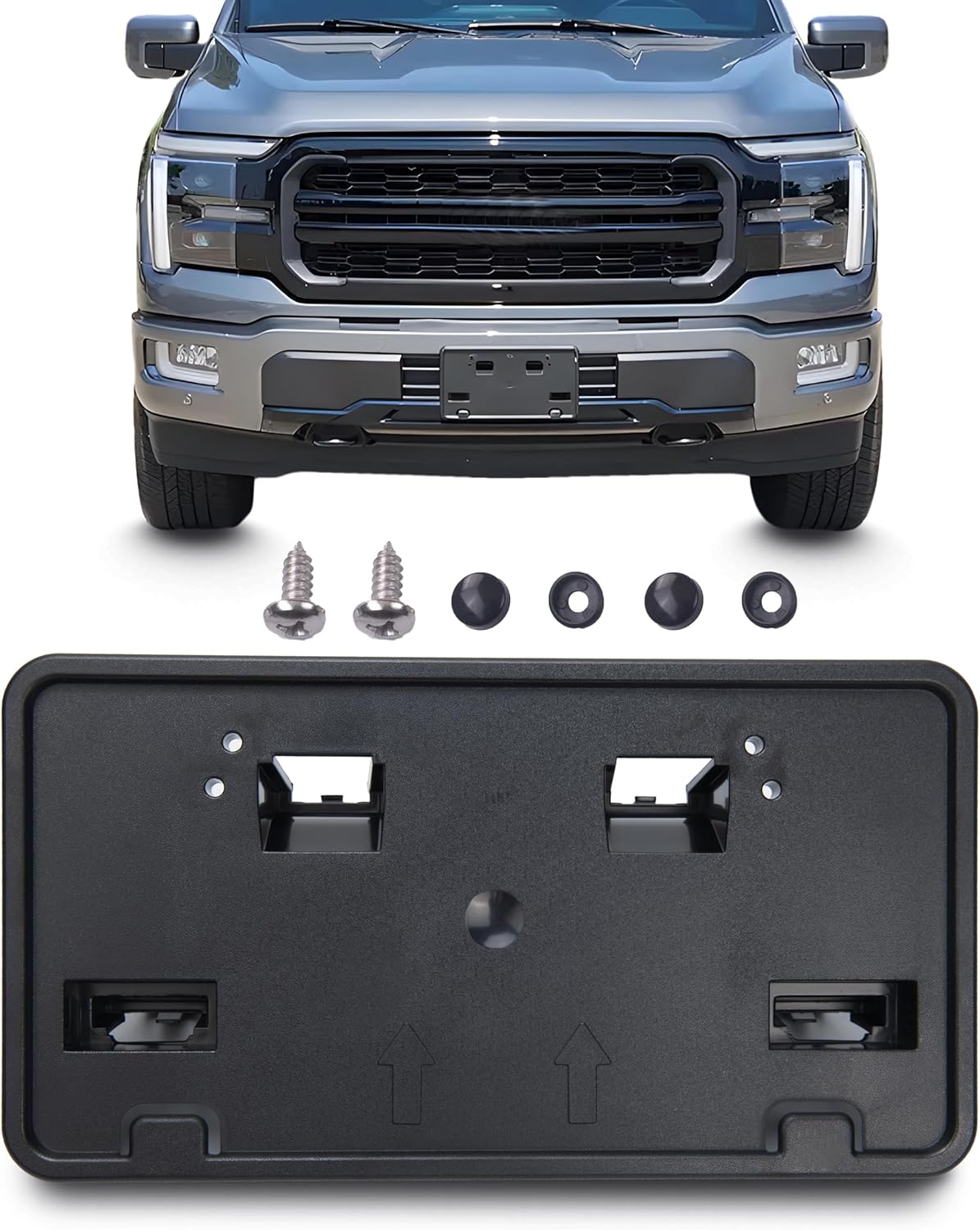 Front Bumper License Plate Brackets Holder Mounting for Ford F-150 F 150 2024 2025,Replacement for RL3Z17A385AA RL3Z-17A385-AA (May not Fully fit Your Model. See Pic 2 for Details)