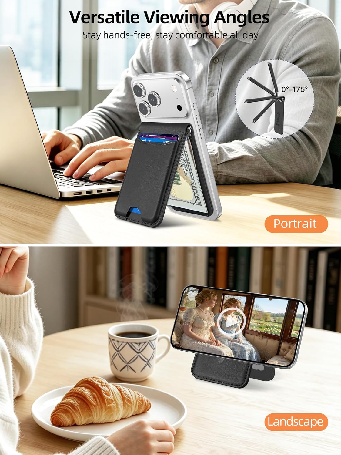 For Magsafe Wallet with Money Clip, Works with Apple Find My, 5 Card Holder