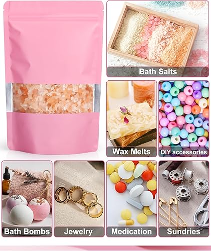 Miniatura 4 de Paquete de 100 bolsas a prueba de olores de 4.7 x 7.9 pulgadas, bolsas resellables con ventana mate, bolsa de papel de aluminio, bolsas sellables