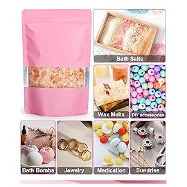 FireKylin 100 Pack Smell Proof Bags 7.1 x 10.2, Resealable Bags with Matte Window, Foil Pouch Stand Up Sealable Bags for PackagingPink
