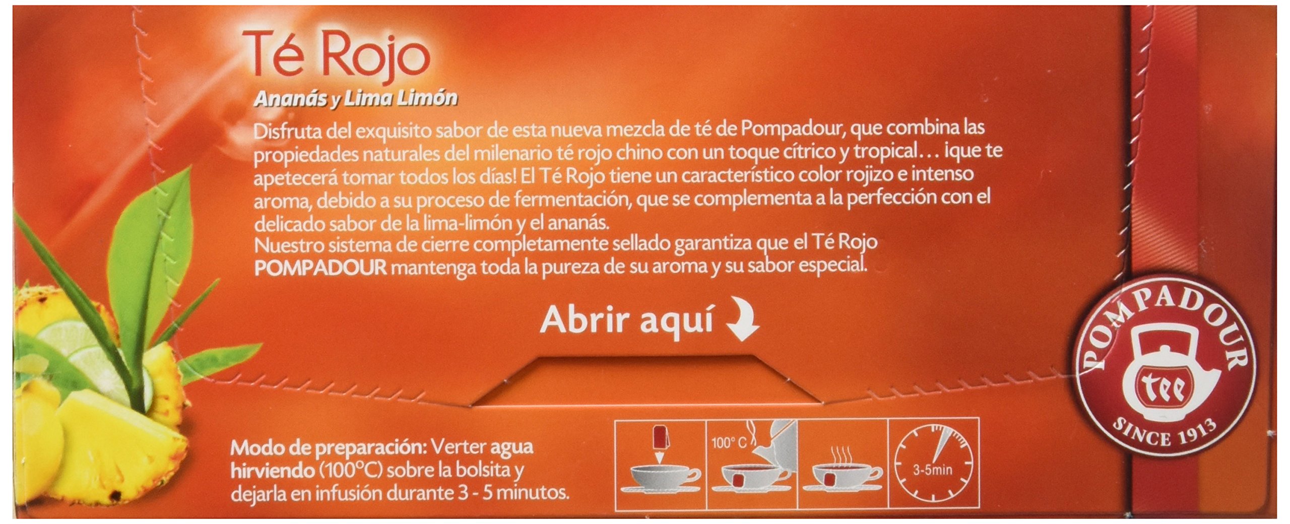 Pompadour Té Rojo Ananás Y Lima Limón, 25 bolsitas