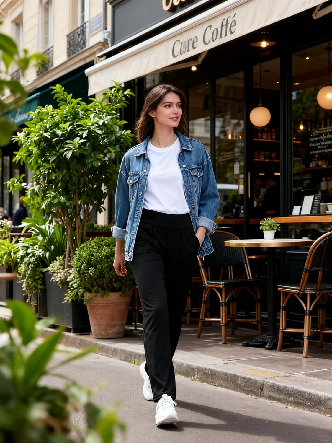 Sunzel Women's High Waist Wide Leg Yoga Pants with Pockets Stretchy Loose Lounge Workout Casual Straight Leg Pants - Image 3