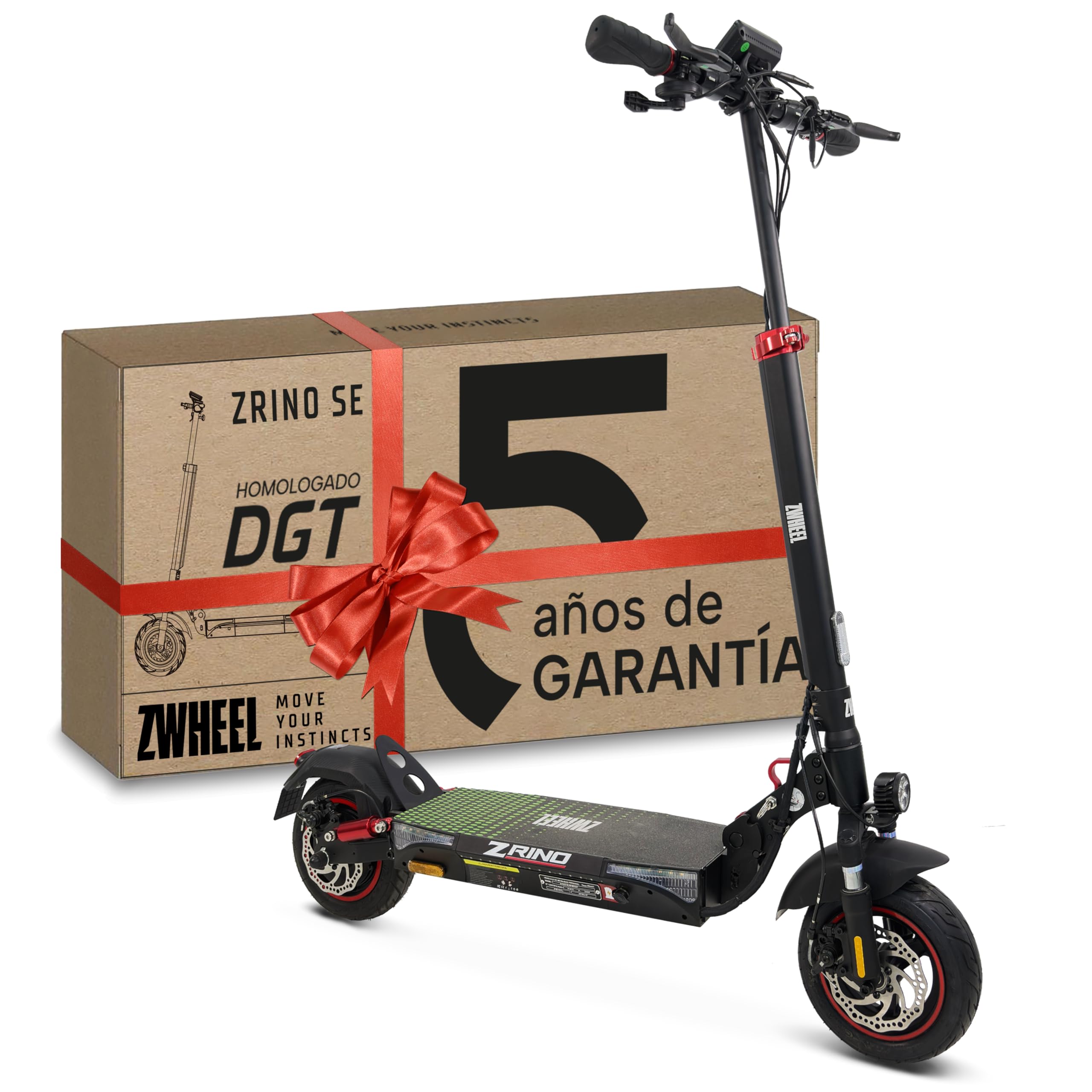 ZWHEEL Patinete Eléctrico Adultos Homologado DGT - 600W-2000W Max, 35-70km Autonomía, Regeneración al Frenar, Doble/Cuádruple Suspensión Hidráulica Mejorada, IP54, Ruedas 10" Tubeless - Pantalla y App