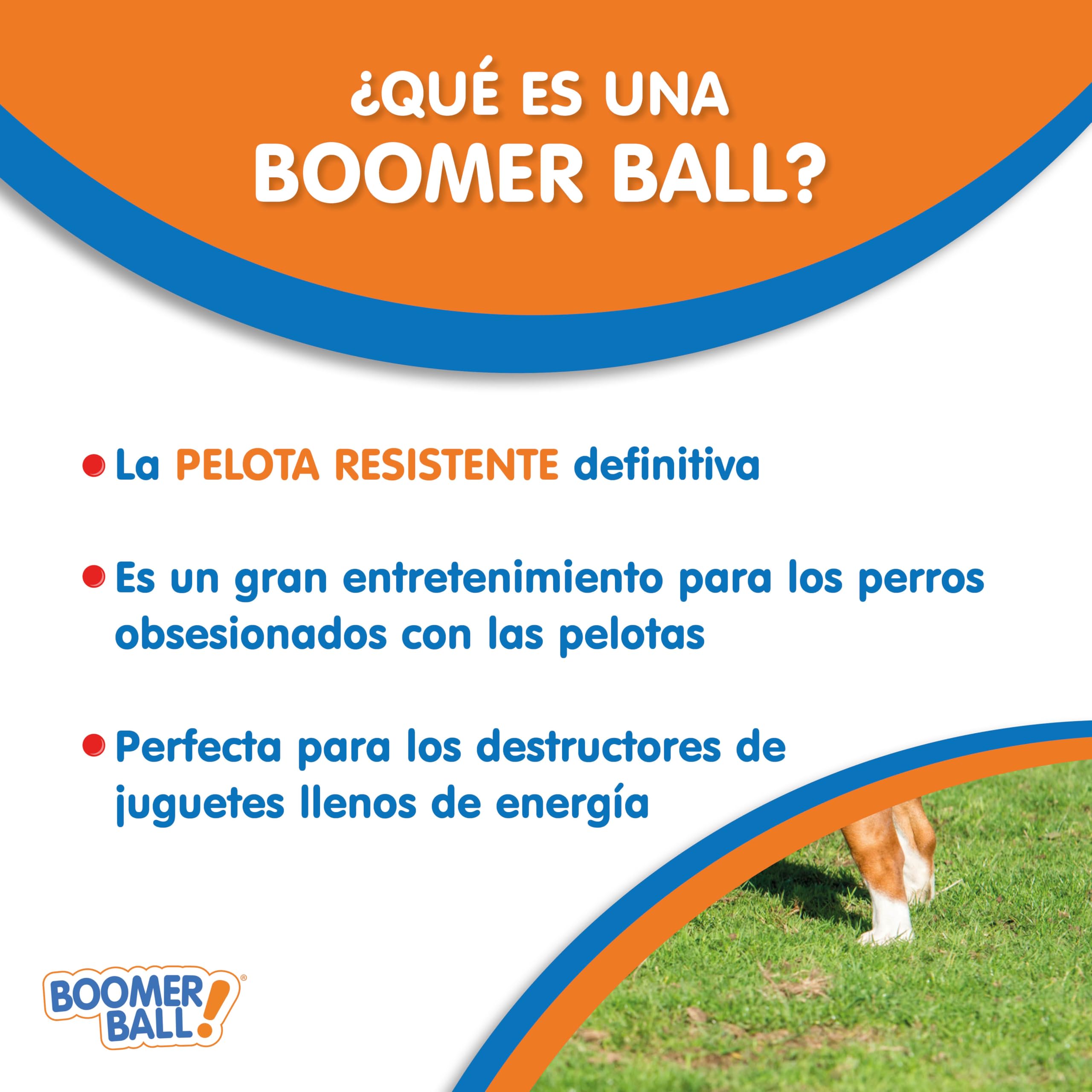 BOOMER BALL - Pelota para perros prácticamente indestructible. Pelota fuerte y duradera que flota en el agua para perros. Balón de fútbol para perros medianos de alta energía (Talla 200 mm)