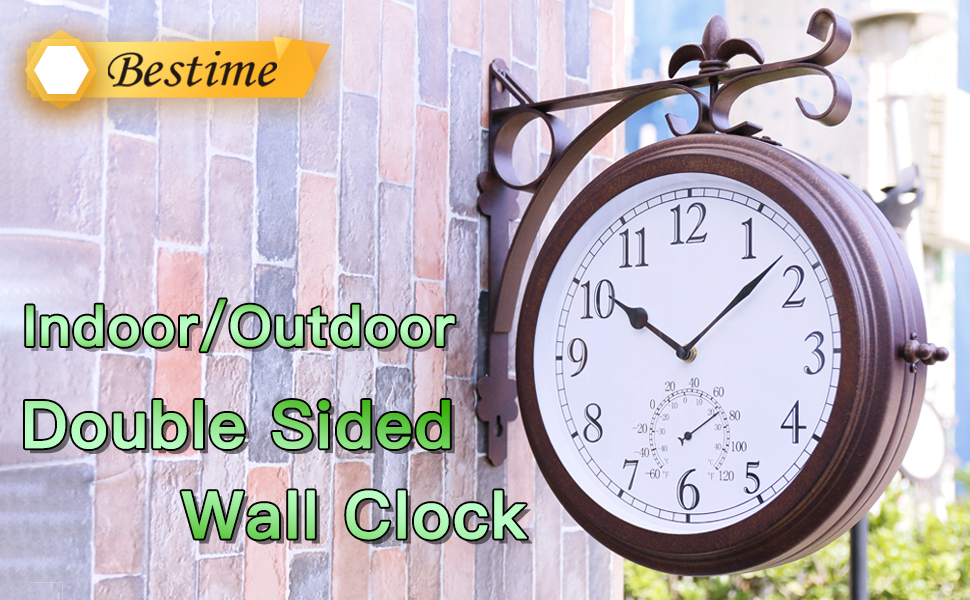 Amazon.com: BESTIME 66276A Double Sided Metal Wall Clock with