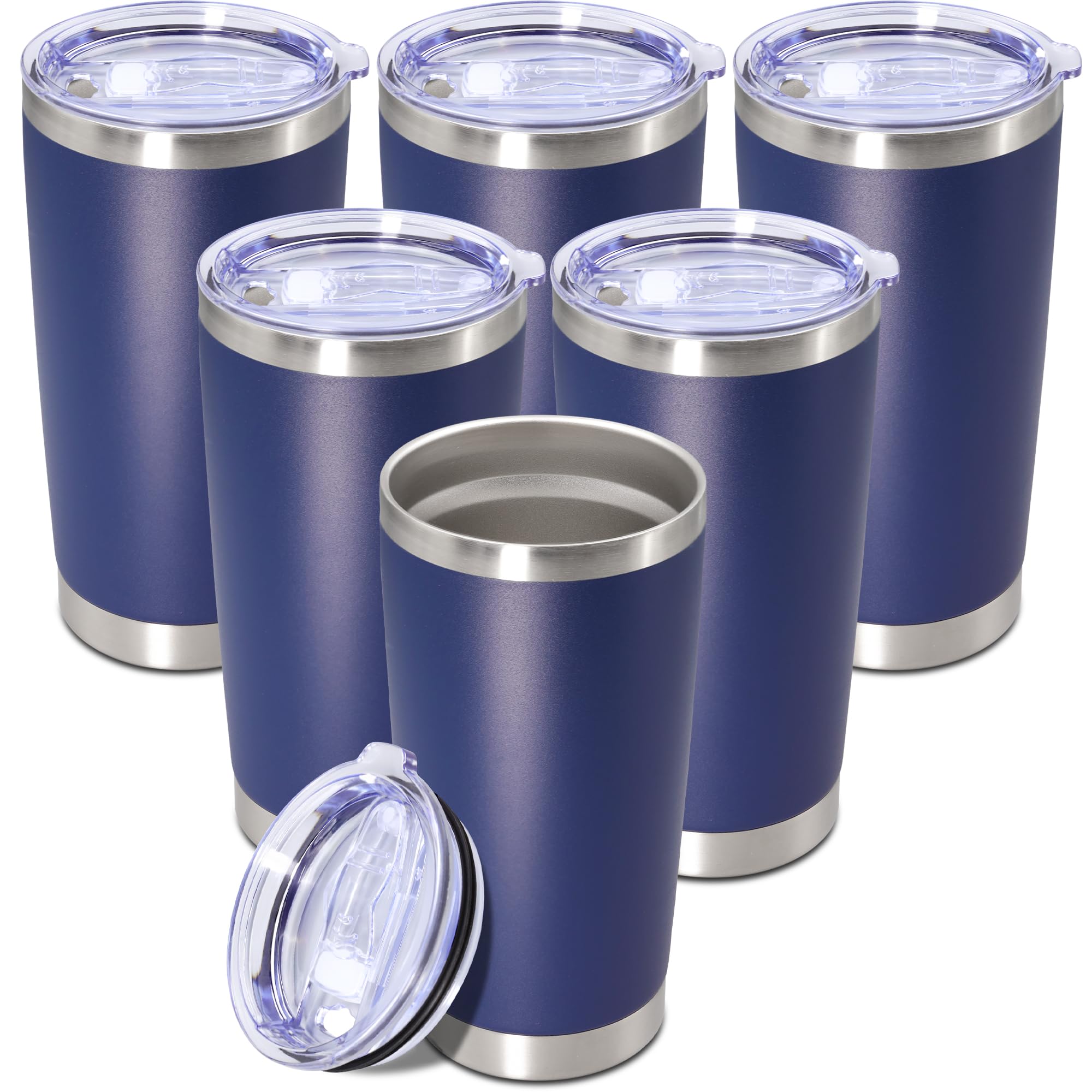 20oz Tumbler Insulated Tumblers Vacuum Coffee Mug with Lid Navy 6Pack