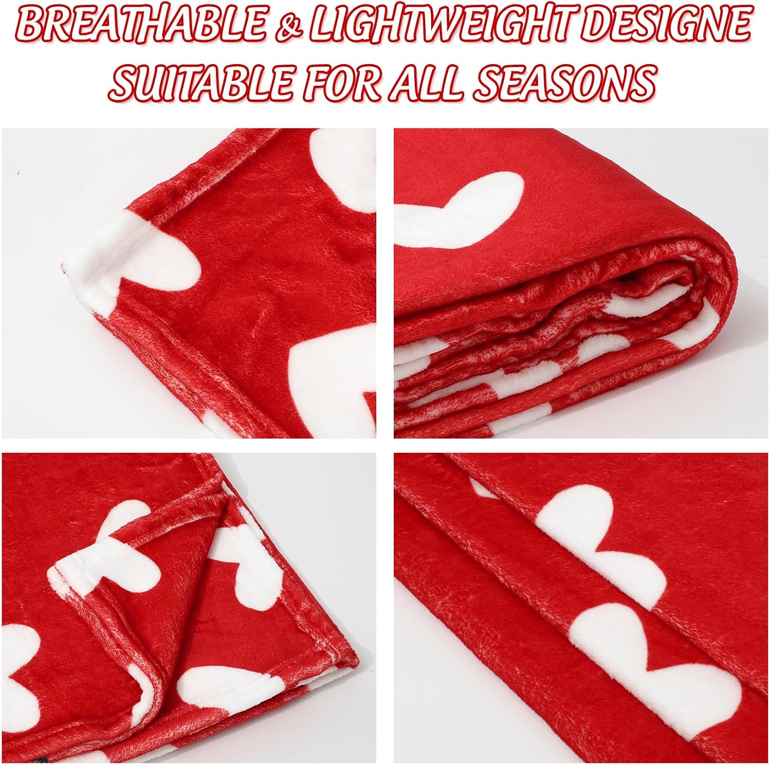 JarThenaAMCS Valentine Fuzzy Blanket Love Heart Throw Blanket Red Cozy Flannel Blanket for Home Bed Sofa Couch Chair, 50 x 60 Inch - Image 4