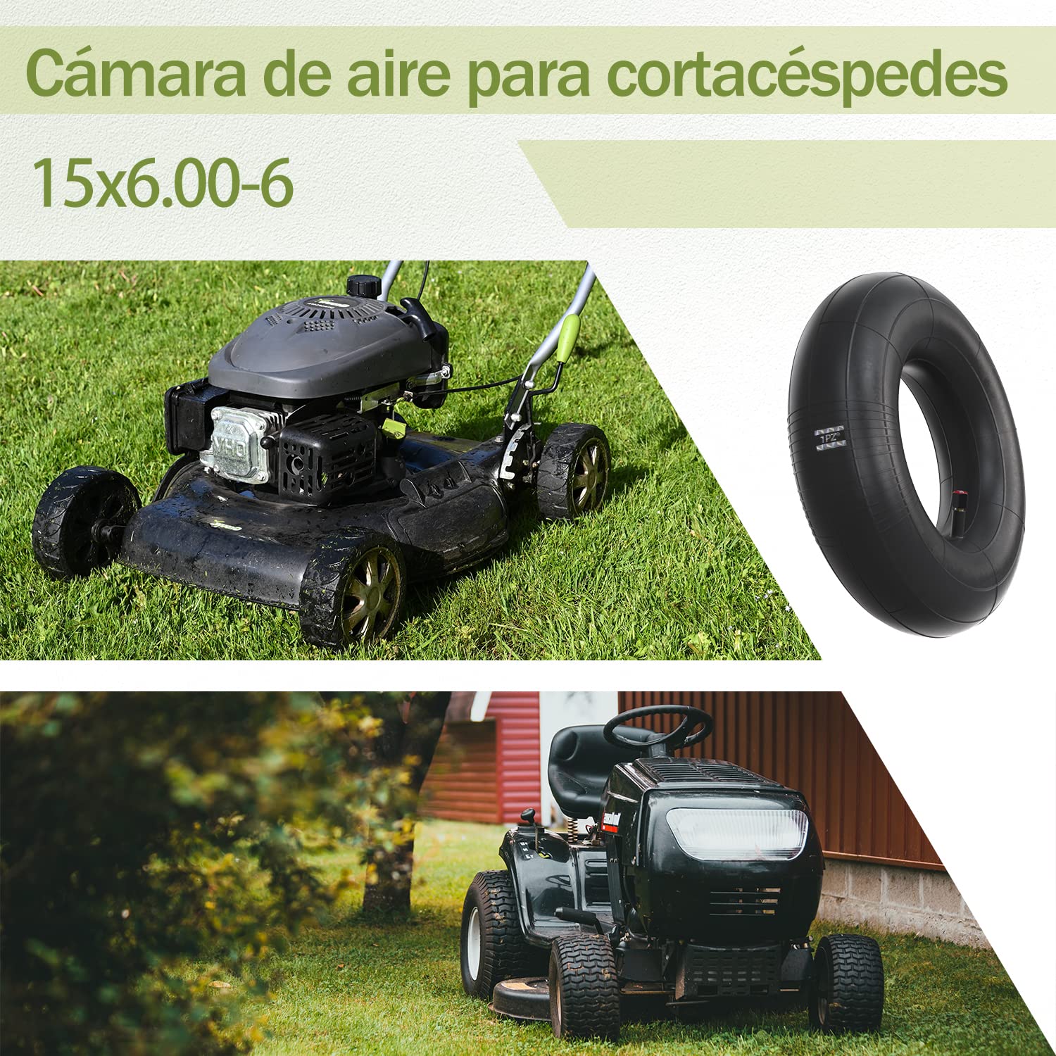 1PZ S15-IN2 Cámaras de aire 15x6.00-6 con válvula TR13 para Rueda de Tractor Cortacésped Carretilla Camiones Mano Carrito Golf Jardín Mini Quad
