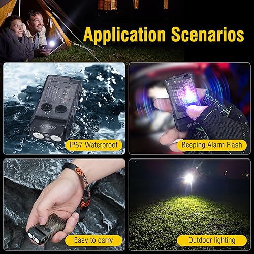 Miniatura 6 de BORUIT V20 - Linterna de bolsillo pequeña y potente, cabeza giratoria de 180 con luz lateral de mazorca y tapa de lámpara de ambiente, linterna