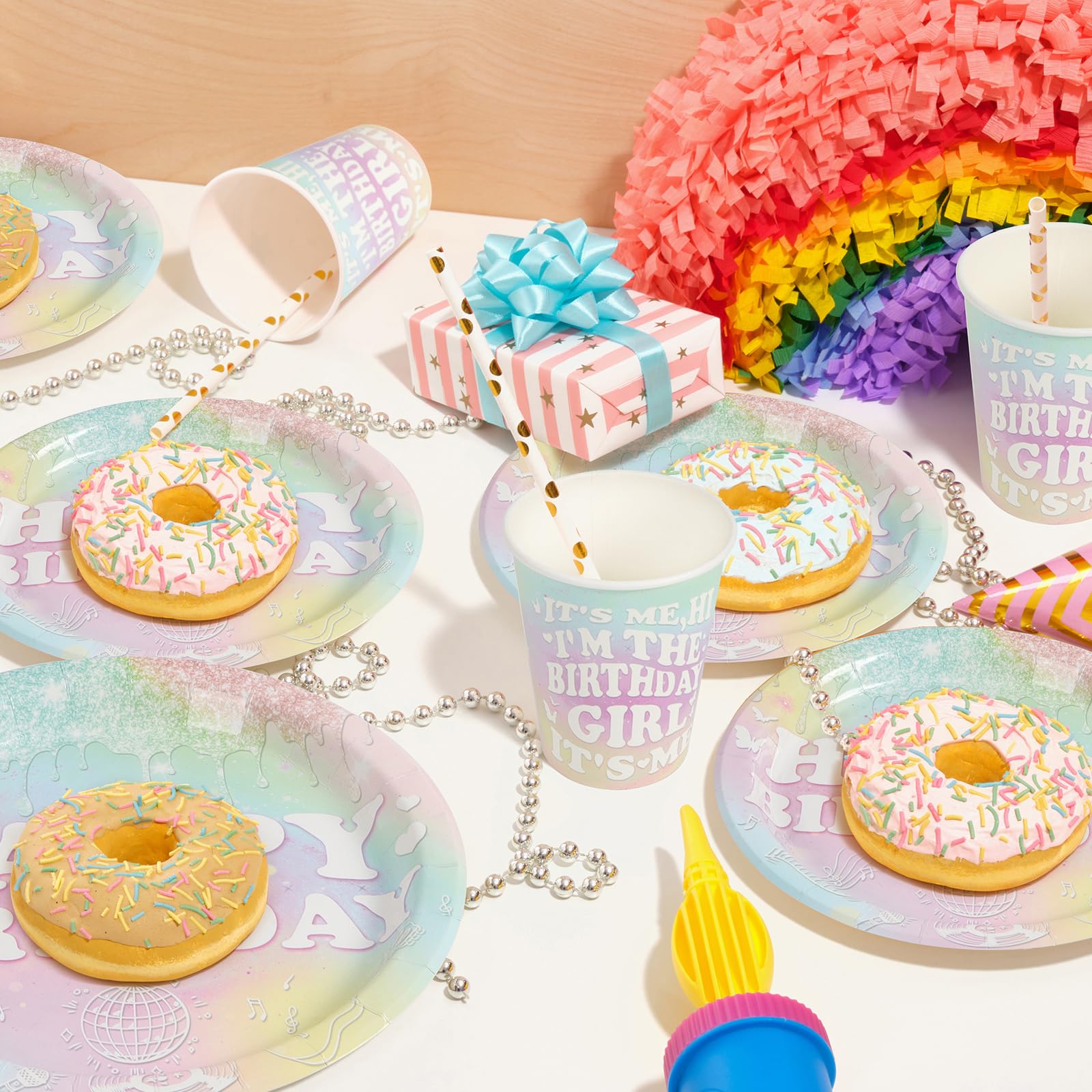Happy Birthday Dekorationen 100-teilig - 50 Teller & 50 Servietten Für Kindergeburtstag, Bunte Motive, 22,9 Cm