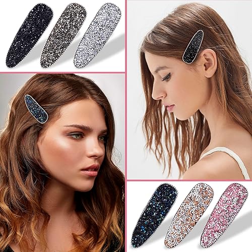 Miniatura 4 de 6 pinzas para el cabello con diamantes de imitación, pasadores grandes de cristal, horquillas de diamantes brillantes, accesorios decorativos para