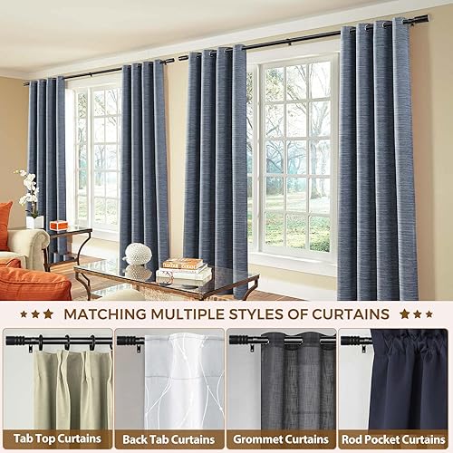 Miniatura 3 de KAMANINA Paquete de 2 barras de cortina de 28 a 48 pulgadas, barras de cortina individuales negras de 34 pulgadas para ventanas, barra de cortina