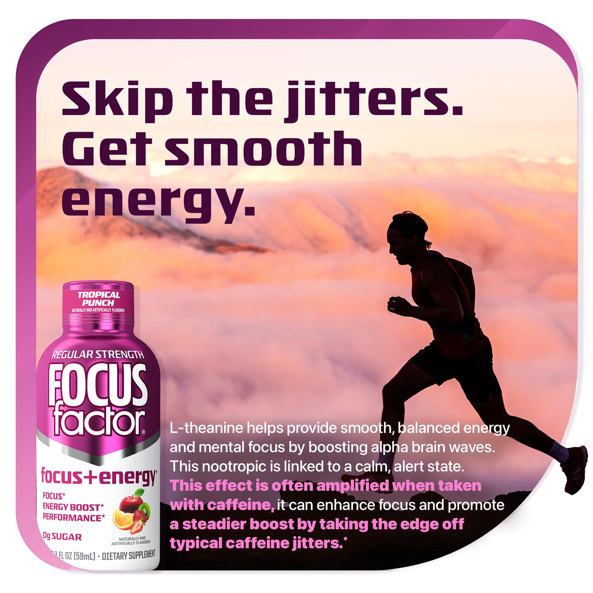 Focus Factor Focus + Energy Shots - 12 x 2oz Bottles (Tropical Punch Flavor) - Powered by Nootropics with Caffeine, L-Theanine, Ginkgo, Bacopa, L-Tyrosine, Alpha GPC — Amazon image 4