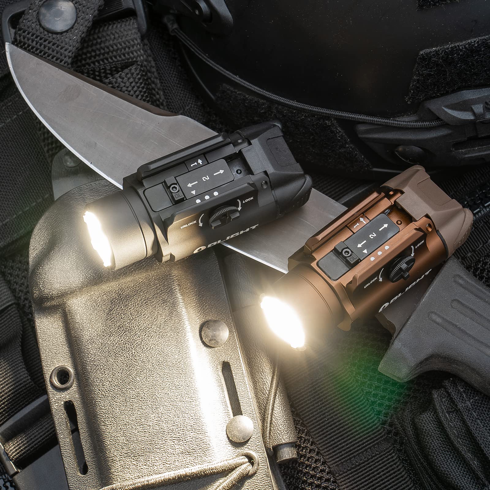 OLIGHT PL-3R Valkyrie Torcia Tattica LED con Binario Regolabile, 4 modalità di Uscita Torcia Ricaricabile 1,500 Lumen 205 Metri per la Caccia, Ricerca, Outdoor Illuminazione