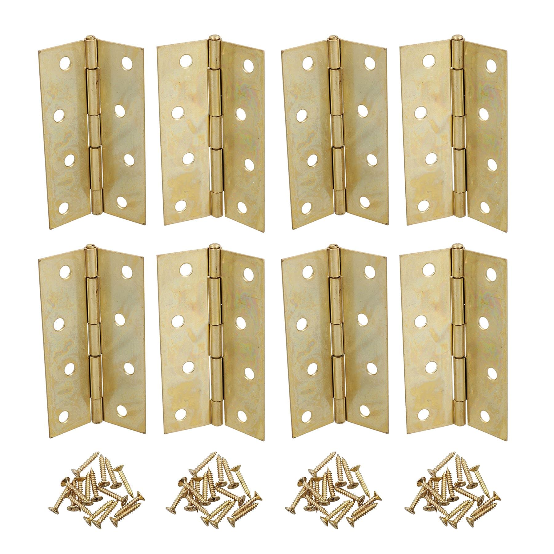 4” (100mm) Brass Plated Steel Door Cabinet Closet Gate Hinges Butt Hinge 8pk